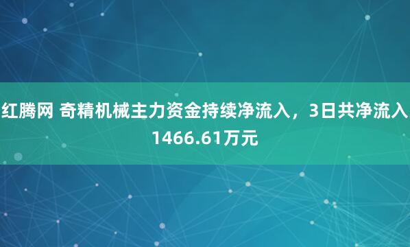 红腾网 奇精机械主力资金持续净流入，3日共净流入1466.61万元