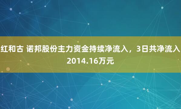红和古 诺邦股份主力资金持续净流入，3日共净流入2014.16万元