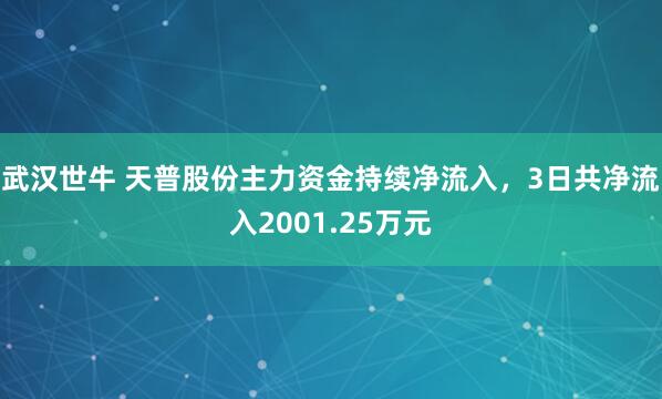 武汉世牛 天普股份主力资金持续净流入，3日共净流入2001.25万元