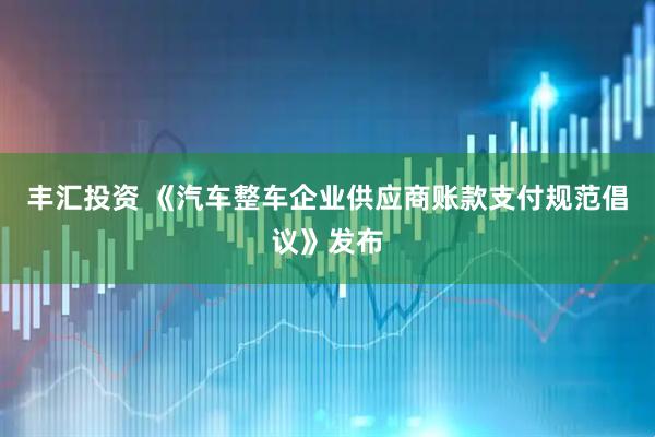 丰汇投资 《汽车整车企业供应商账款支付规范倡议》发布