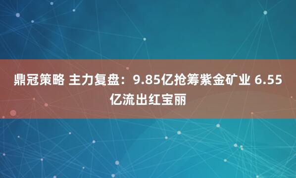 鼎冠策略 主力复盘：9.85亿抢筹紫金矿业 6.55亿流出红宝丽