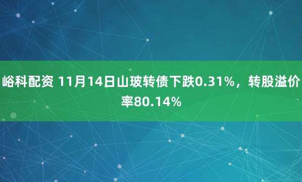 峪科配资 11月14日山玻转债下跌0.31%,转股溢价率80.14%